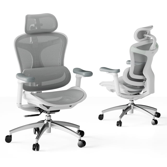 SIHOO Ergonomic Office Chair Doro C300 Computer Desk Chair High-Back Mesh Chair with 3D Linkage Armrests & 4-Position Adjustable Backrest for Wide Seat for Big and Tall-300lbs-White