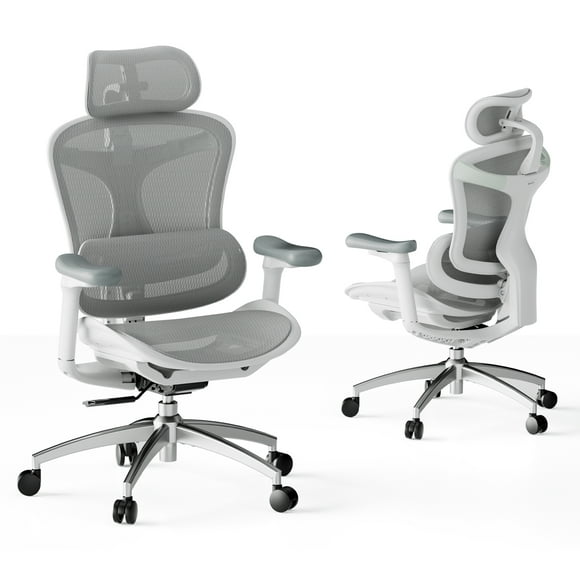 SIHOO Chaise de Bureau Ergonomique Doro C300 Chaise d'Ordinateur Dossier Haut Chaise en Maille avec Accoudoirs à Liaison 3D et Dossier Réglable à 4 Positions pour Siège Grand pour Grande Taille-300 Lb-Blanc