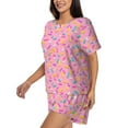 thumbnail image 2 of Lsque Pink Donut Women's Short-Sleeved Pajama Set - 2 Piece Soft and Lightweight Sleepwear Set-, 2 of 9