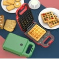 thumbnail image 1 of Jinsinto Sandwich Waffle, 650W 2 in 1 Portable Mini Sandwich Panini Press Grill, with Indicator, Cold Handle, Non-Stick Removable Plate, 0-15 Minute Adjustable Timer (Red), 1 of 4