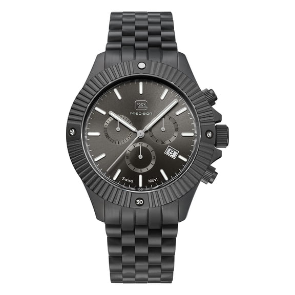 Reloj Glock Precision para hombre, caja de acero gris con pulsera gris