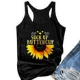 thumbnail image 5 of Uooqdmx Tank Tops for Women 2024 Going Out Tops Round Tank Sleeveless Print Neck Sunflower Summer Plus Size T-shirt Top Tanks & Camis Sleeveless Tops for Women Black 3XL, 5 of 5
