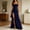 Navy, variant on Women's Elegant Square Neck Evening Gown Sleeveless Bodycon Maxi Dress with Thigh High Slit Backless Formal Party Prom Dress Black L