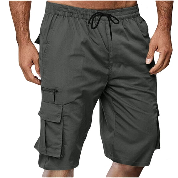 CYiJun Men's Casual Cargo Shorts Summer Stretch Drawstring Elastic Waist Relaxed Fit Work Shorts,Sizes M-3XL