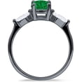 thumbnail image 5 of Three Stone Ring Kite Shape Green Emerald Cubic Zirconia Black Tone 925 Sterling Silver, Size 10, 5 of 7