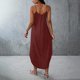 thumbnail image 5 of Vestido de Verano con Bolsillos para las Mujeres de Moda Cómodo Color Sólido Corbata Bolsillo Vestido sin Mangas, Estilo de Vendaje de Poliéster, Lavado de Manos, 5 of 9