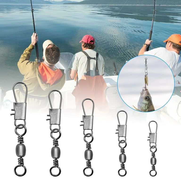 EEEkit 100pcs Fishing Swivels, Fishing Rolling Ball Bearing Barrel Swivel with Safety Snaps High Strength Fishing Connector Swivels Stainless Steel Saltwater