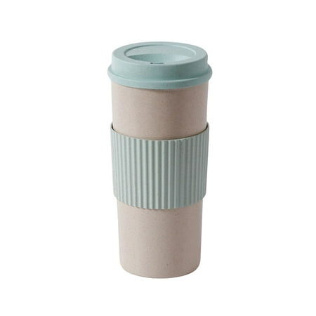 

Reusable Coffee Tea Cup Random Color Wheat Straw Mug Coffee Cup With Lid Home Outdoor Water Bottle Travel Insulated Cup Blue 450ML
