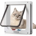 thumbnail image 1 of Solapa de puerta para gatos grande (tamaño exterior 9,9 "* 9,2"), solapa para gatos con bloqueo de 4 direcciones para puertas exteriores interiores, puerta para mascotas resistente a la inte, 1 of 5