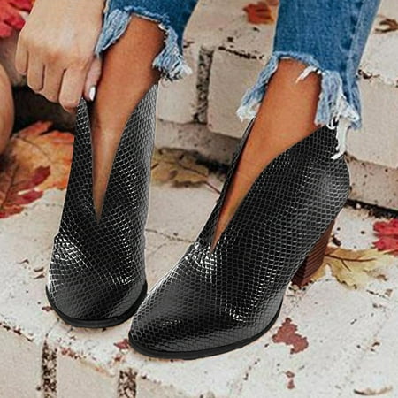 

Medcursor Women s Boots Ankle Boots Stacked Heel Booties Fahsion Leather Short Boots
