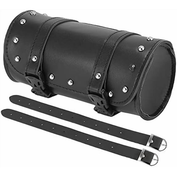 Universal Motorcycle Fork Handlebar Tool Bag Cycling Storage Pouch Bag Waterproof Faux Leather Black