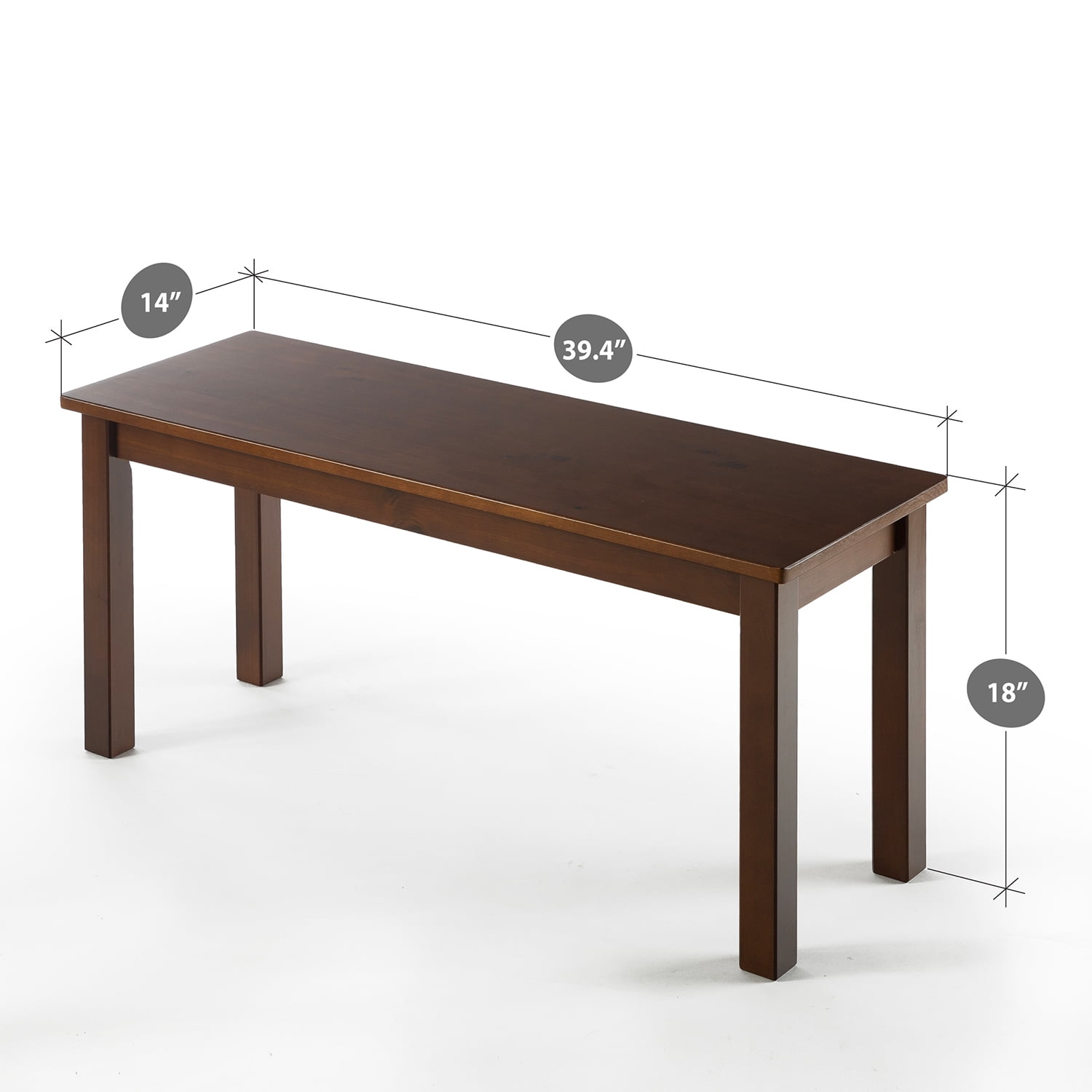Zinus Juliet 40" x 18" Wood Bench, Espresso