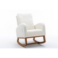 thumbnail image 4 of Gzxs Nursery Rocking Chairs, Upholstered Fabric Nursery Chairs with Tall Back and Side Pocket, Nursing Chair with Rubber Wood Legs, Rocker Glider Chair for Nursery, Living Room, White Teddy, 4 of 10