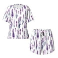 thumbnail image 4 of Naloa Lavender Flowers Women's Short-Sleeved Pajama Set, Loungewear, Summer pajamas, Breathable Cozy - 4X-Large, 4 of 9