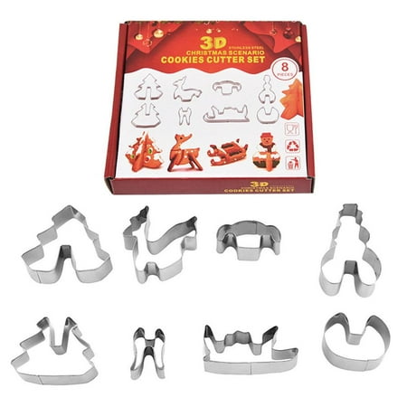 

Gingerbread House Cookie Cutter|8pcs Winter Christmas Cookie Cutter Set|Christmas Tree Snowman Reindeer Sled Cookie Stamp Set for Christmas Party Favors