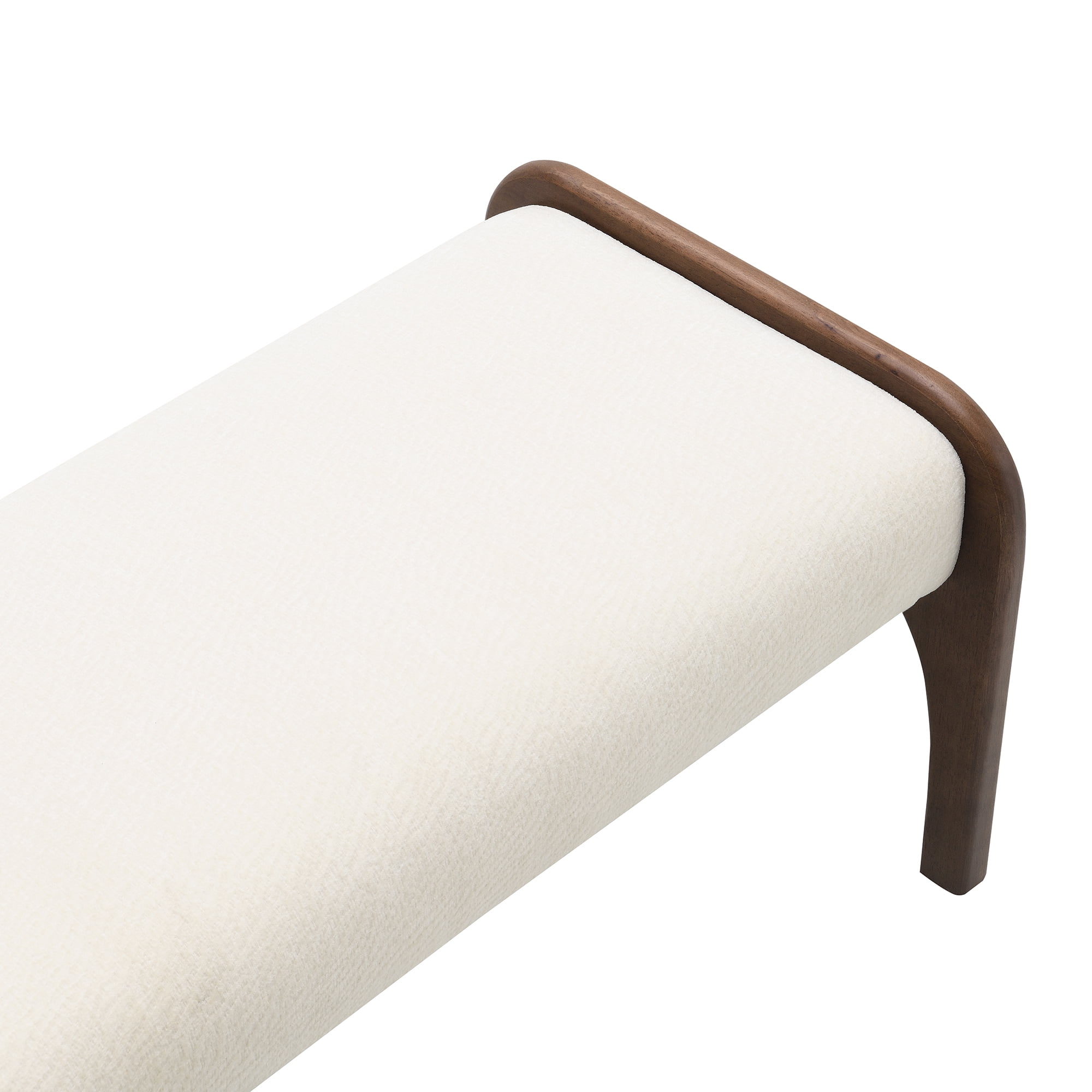 50.25 Inch Upholstered Long Bench, Modern Dining Bench with Soft Chenille Fabric and Rubber Wood Legs, 6 Inch Thick Padded Seat for Kitchen Table Bedroom Entryway, Beige