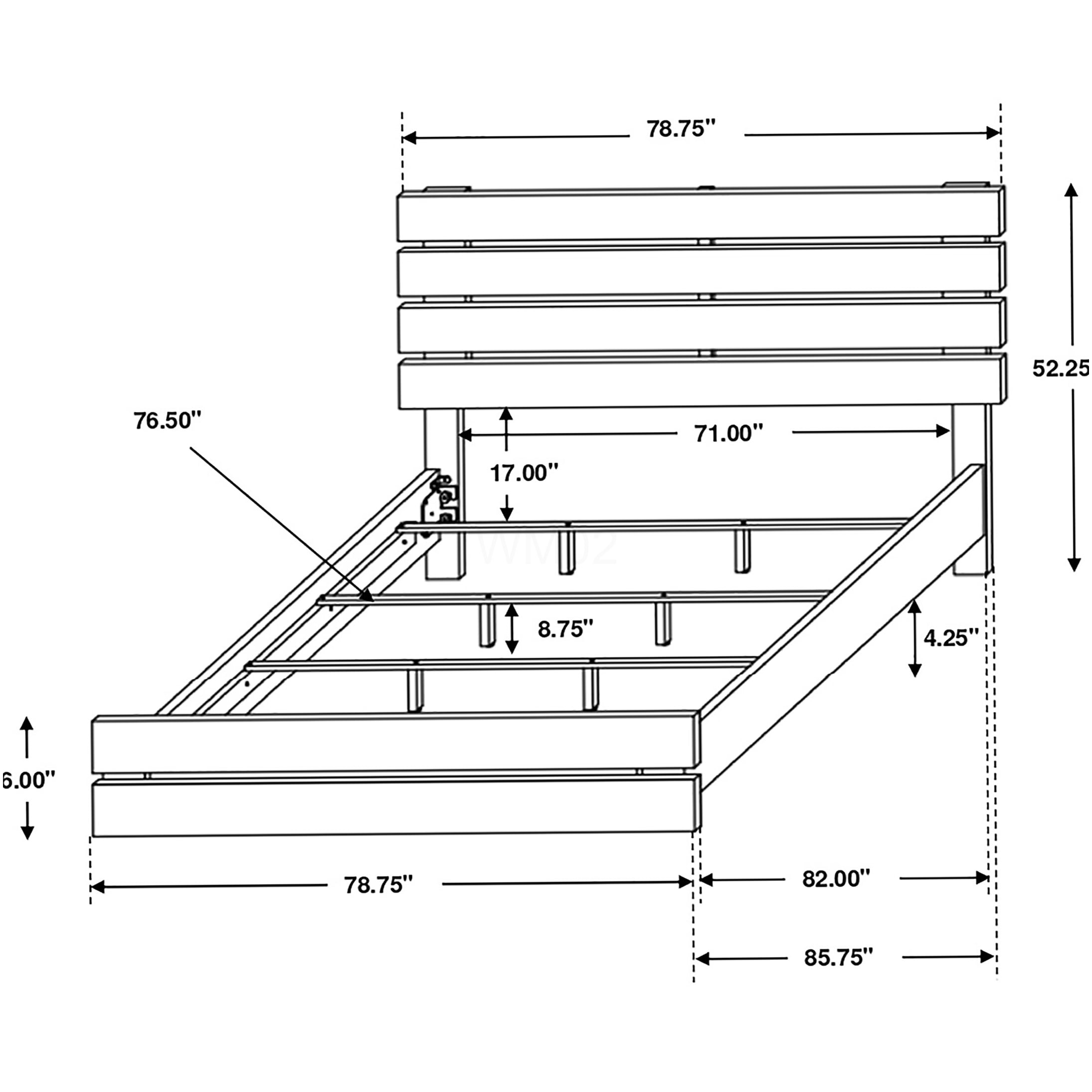 Eastern King Size Platform Bed Frame with Slatted Headboard, Solid Wood Bed with Ventilated Base for Enhanced Airflow