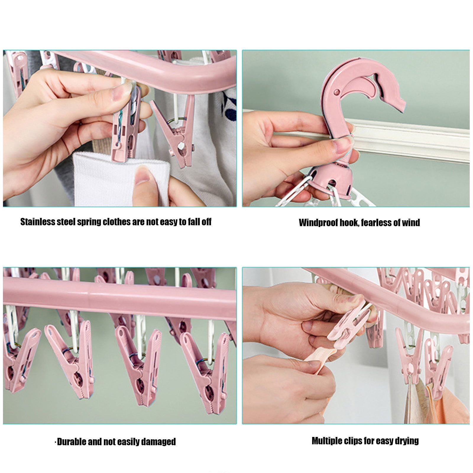 JilgTeok 4 Packs Socks Underwear Hanger Organizer with 32 Clips for Closet Space Saving Storage with Sturdy Clips Holds 32 Pairs Panties Socks Pantyhose Accessories