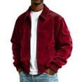 thumbnail image 2 of Men's Plus Size Corduroy Jacket - Casual Sports Style with Pocket & Zipper, Wine Red, XXXL, 2 of 5