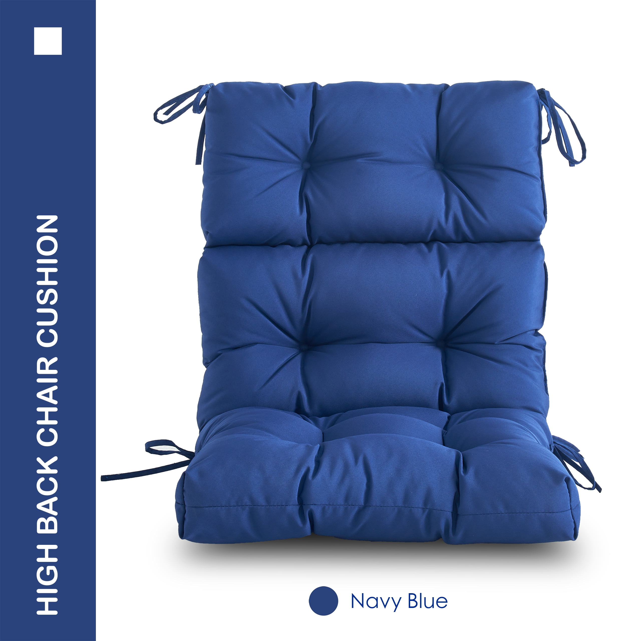YOOZEKU Outdoor High Back Adirondack Rocking Chair Cushions set of 2,Waterproof Tufted Patio Seat Cushions for Outdoor Furniture with Ties,45x22 Inch, Navy Blue