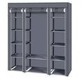 thumbnail image 4 of 68" Portable Closet Wardrobe with Cover, Heavy Duty Clothes Rack Organizer with Hanging Rods, Storage Shelves for Hanging Clothes, Bedroom and Travel, Gray, 4 of 8