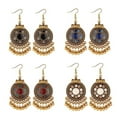 thumbnail image 2 of AYYUFE Women Ethnic Tassel Disc Flower Bead Pendant Long Dangle Hook Earring Jewelry Alloy Red, 2 of 8