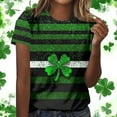 thumbnail image 4 of DailyTrove Women's Black & Green Shamrock Stripe Print Crew Neck Short-Sleeve T-Shirt - Bold St. Patrick's Day Casual & Layering Wear, 4 of 6