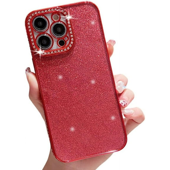 for iPhone Case,Luxury Crystal Diamend Rhinestone Sparkle Sparkly Bling Soft Shockproof Phone Case (Red,iPhone 11)