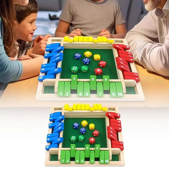 Close The Box Dice Game 2-4 Player Family Wooden Board Table Math Games with 8 Dices Classics Games for Home Party & Pub