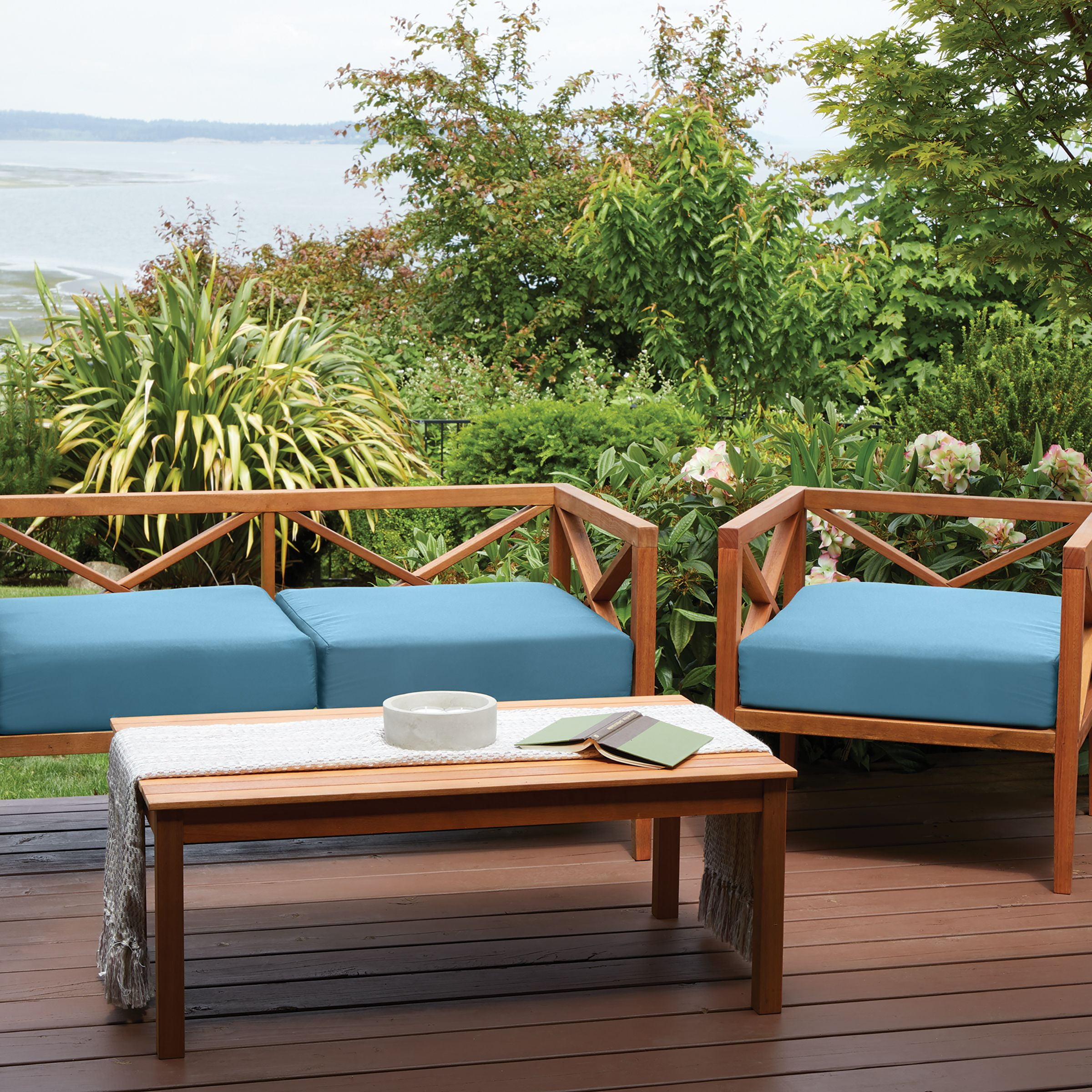 Classic Accessories Ravenna Water-Resistant Patio Lounge Chair/Loveseat Cushion, 23 x 23 x 5 Inch, Empire Blue