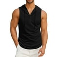 thumbnail image 5 of BXINGOHAI Men's Workout Bodybuilding Hoodies Tshirt Athletic Training Tank Tops Gym Hooded Top Cut Off Sleeveless Muscle T-Shirt Today Black,XL, 5 of 5