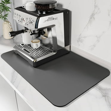 LJSXFI Coffee Mat, 16"x24" Coffee Bar Mat for Countertops, Absorbent Hide Stain Anti-Slip Coffee Bar Accessories Fit Under Coffee Machine Mat, Dish Drying Mats for Kitchen(Dark Grey)