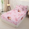 thumbnail image 2 of Manfei American Rugby Ball Pattern Zipper Queen Comforter Set with Fitted Sheet and 2 Pillowcases,Fashion Bow Print Zipper Bedding Set,Pink Reversible,4 Pieces, 2 of 7