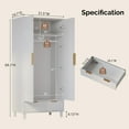 thumbnail image 3 of Ktaxon Fluted Wardrobe Closet Armoire with Hanging Rod, Modern Drawer & Shelf – Elegant White Finish Closet with Wood Handles, Farmhouse to Mid-Century Style, 3 of 9