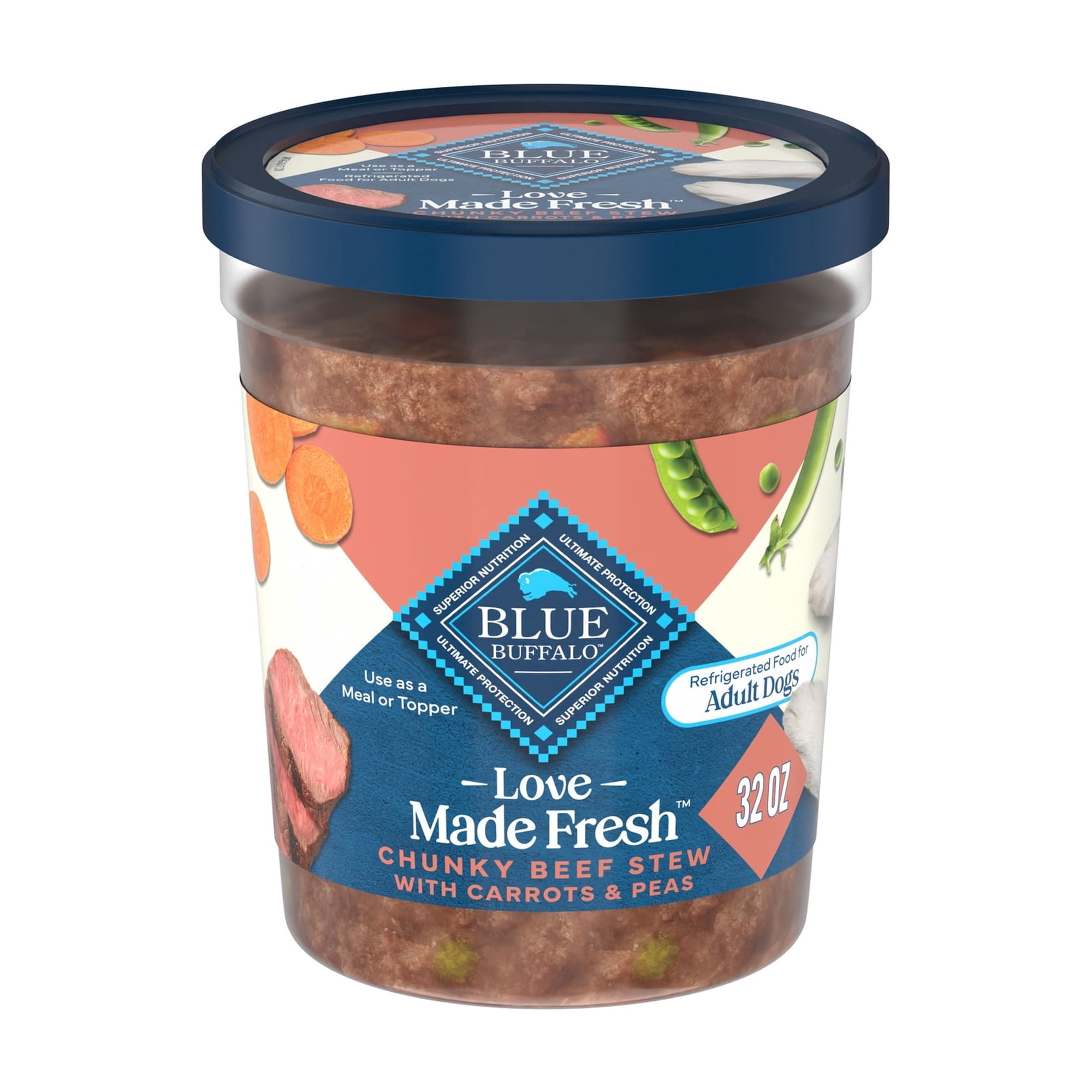 Blue Buffalo Love Made Fresh Refrigerated Adult Fresh Dog Food, Beef Stew, 2lb Tub