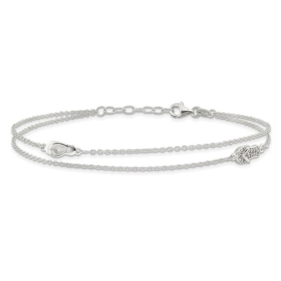 Auriga Fine Jewelry 925 Sterling Silver Cubic Zirconia Flip Flop Anklet 9inch for Women