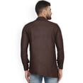 thumbnail image 5 of eloria Indian Traditional Brown Thread Work Solid Cotton Blend Kurta For Men's, 5 of 7