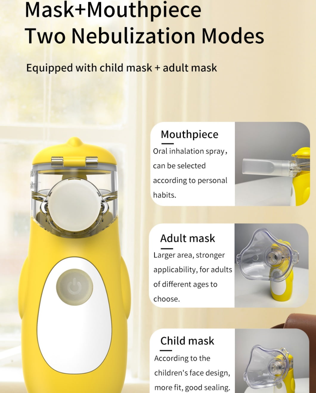 Portable Ultrasonic Cool Mist Humidifier – 3 Adjustable Mist Levels, Type-C Rechargeable, Ultra-Quiet for Home & Travel