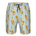 thumbnail image 3 of Susaid Blue White Striped Sunflower Print Men's Swim Trunks Hawaiian Bathing Mesh Lining Suit Swimsuits Beach Shorts with Pockets-Medium, 3 of 6
