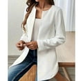 thumbnail image 5 of jtjvou Women’s Open Front Herringbone Blazer-Business Casual Long Sleeve Work Jacket with Full Lining and Padded Shoulders White XXXXL, 5 of 6