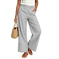 thumbnail image 4 of Edvintorg Pants for Women Plus Size Fashion Striped Elastic Waisted Casual Loose Wide Leg Trousers with Pockets Womens Clothes Black XL, 4 of 7