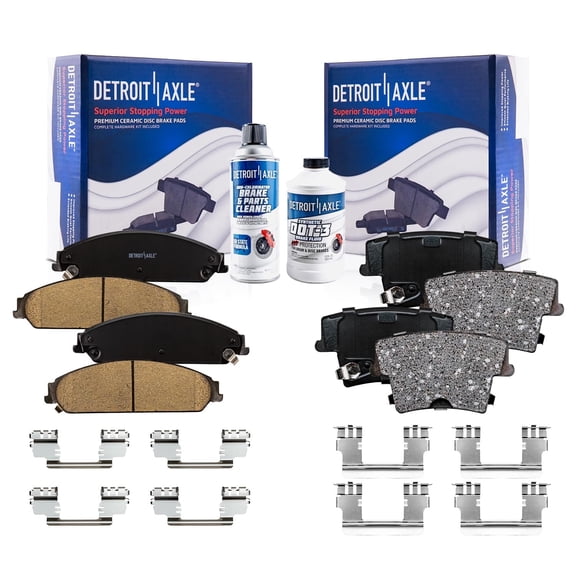 Detroit Axle - Brake Pads for Chrysler 300 Dodge Challenger Charger, Front and Rear Ceramic with Hardware