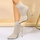 thumbnail image 3 of NECHOLOGY Botas Mujer Adulto Femenino Zapatos Botines de mujer Botas de punto transpirables de color sólido a la para mujer Botas de tacón con punta estrecha (Beige, 7), 3 of 6