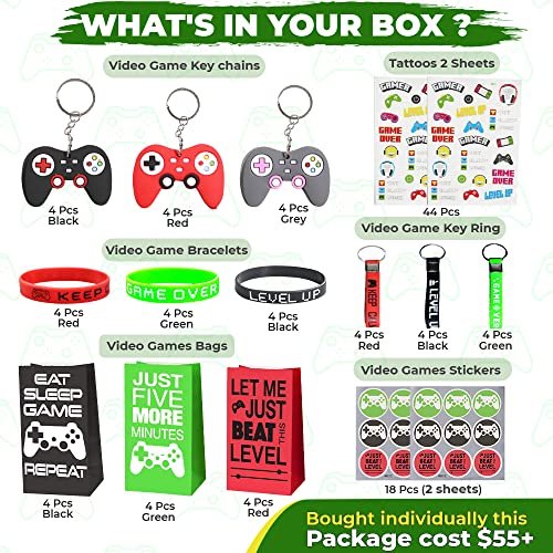 Happy Greetings 110 Pcs Video Game Party Favors, 12 juego de bolsas de fiesta de videojueg Happy Greetings Happy Greetings
