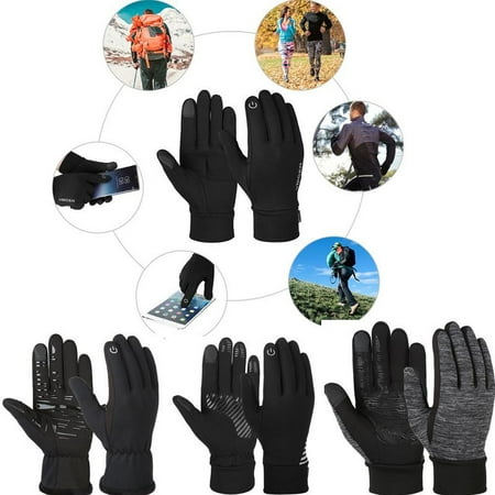 Vbiger Unisex Winter Gloves Soft Sports Gloves Anti-slip Touch Screen Gloves Warm Gloves Cold Weather Gloves Windproof Texting Gloves with Reflective Printing,