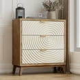 thumbnail image 2 of COZAYH 3-Drawer Modern Farmhouse Nightstand, Drawer with Handcrafted Wood Ring Motif, Living Room, 2 of 8