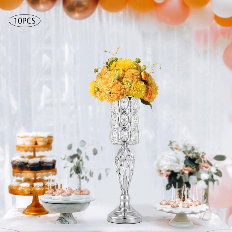 Serene Spaces Living Set Of 4 Gold Floral Ball Bud Vase, Stylish Flower Vases For Centerpieces At Weddings, Party Tables, Dining Or Coffee Table