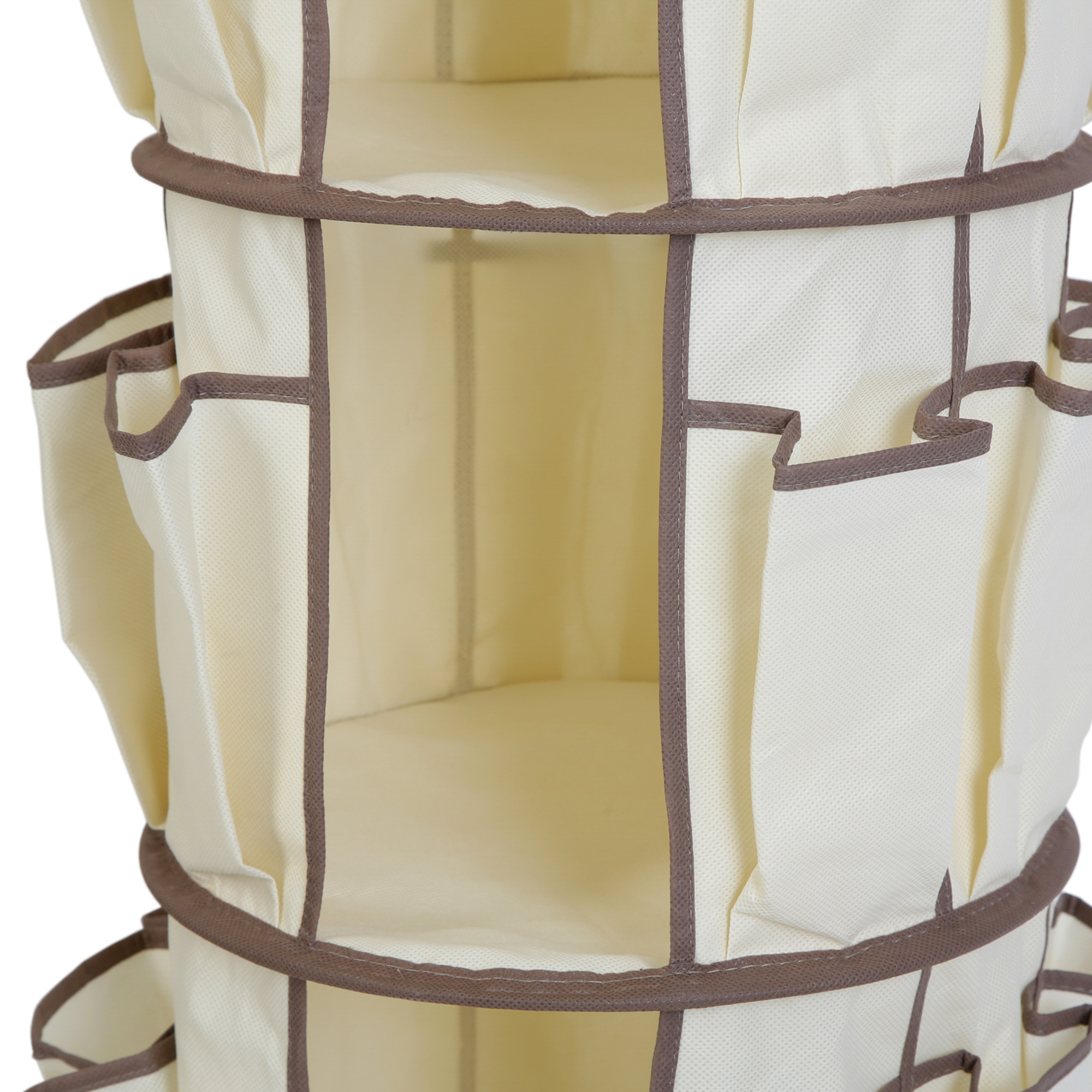 Smart Design 5-Tier Hanging Carousel Organizer with 40 Pockets and Steel Metal Hook - 13 x 51.8 inch - Beige - image 4 of 5