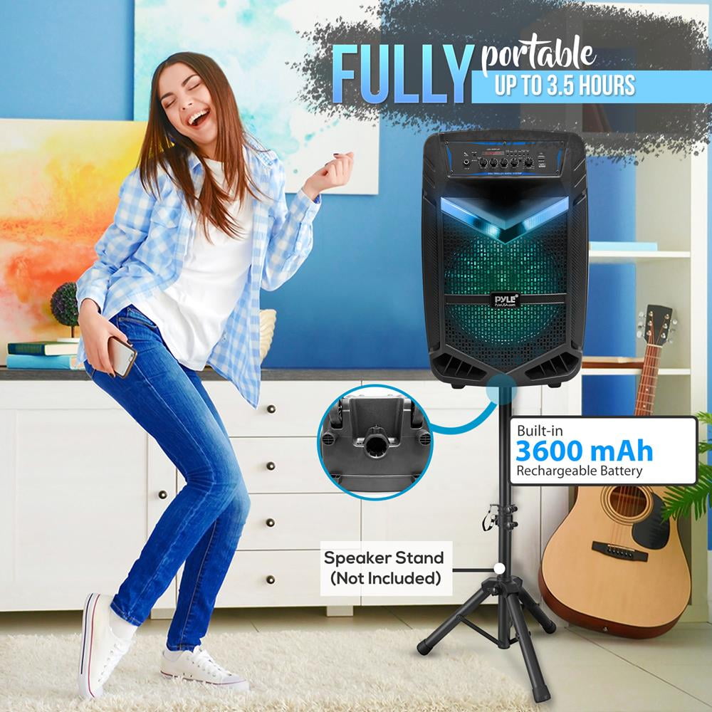 Pyle Portable Bluetooth Speaker System 600W Rechargeable Outdoor Bluetooth Speaker Portable System