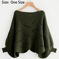 thumbnail image 2 of Loose Solid Pullover Casual Oversize Bat Sleeve Irregular Hem Hollow Shawl Sweater Women Knitwear Kintting Cloak COFFEE, 2 of 7